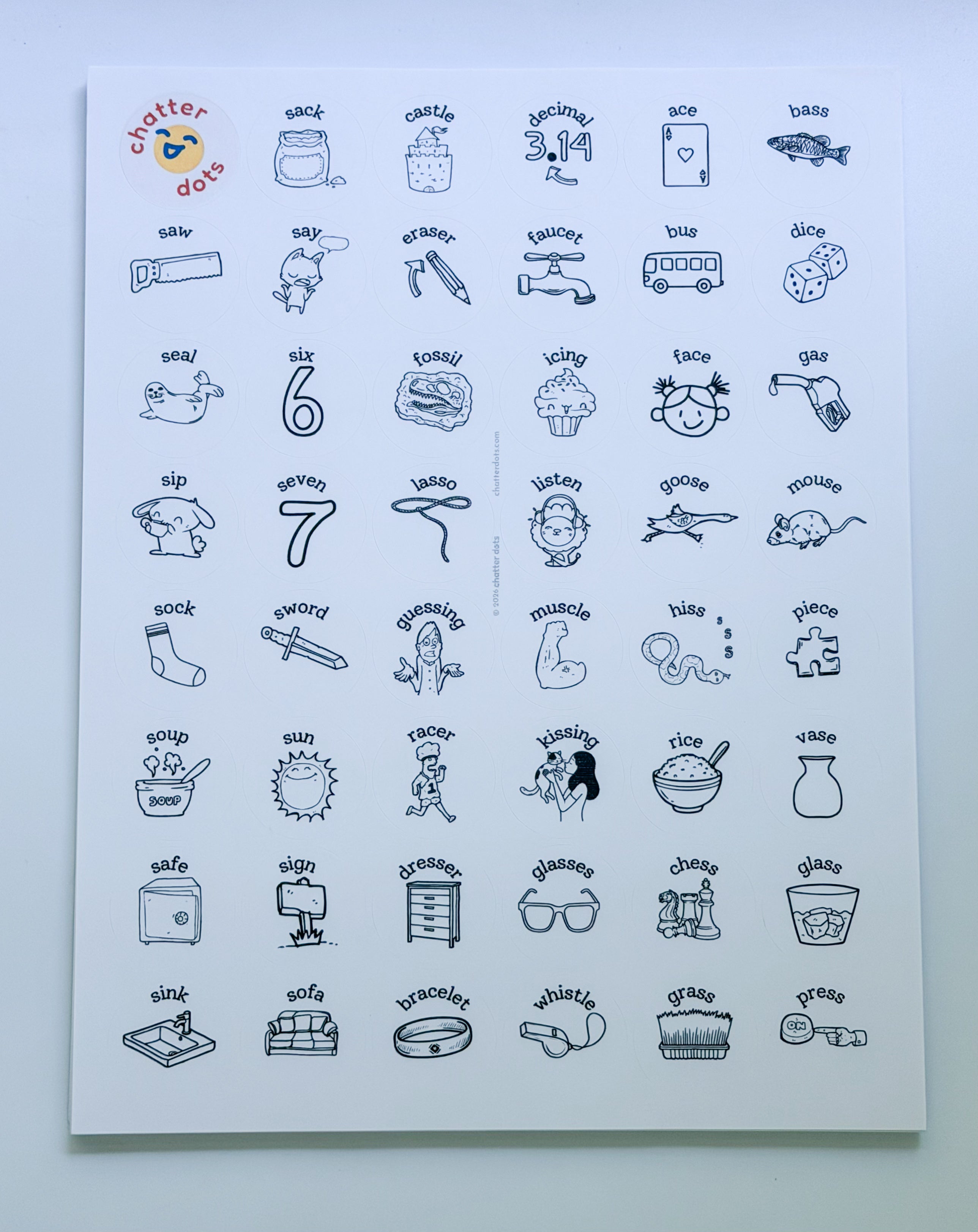 Speech Therapy Articulation Sticker Pack - S, L, R & Blends - No Prep SLP Materials