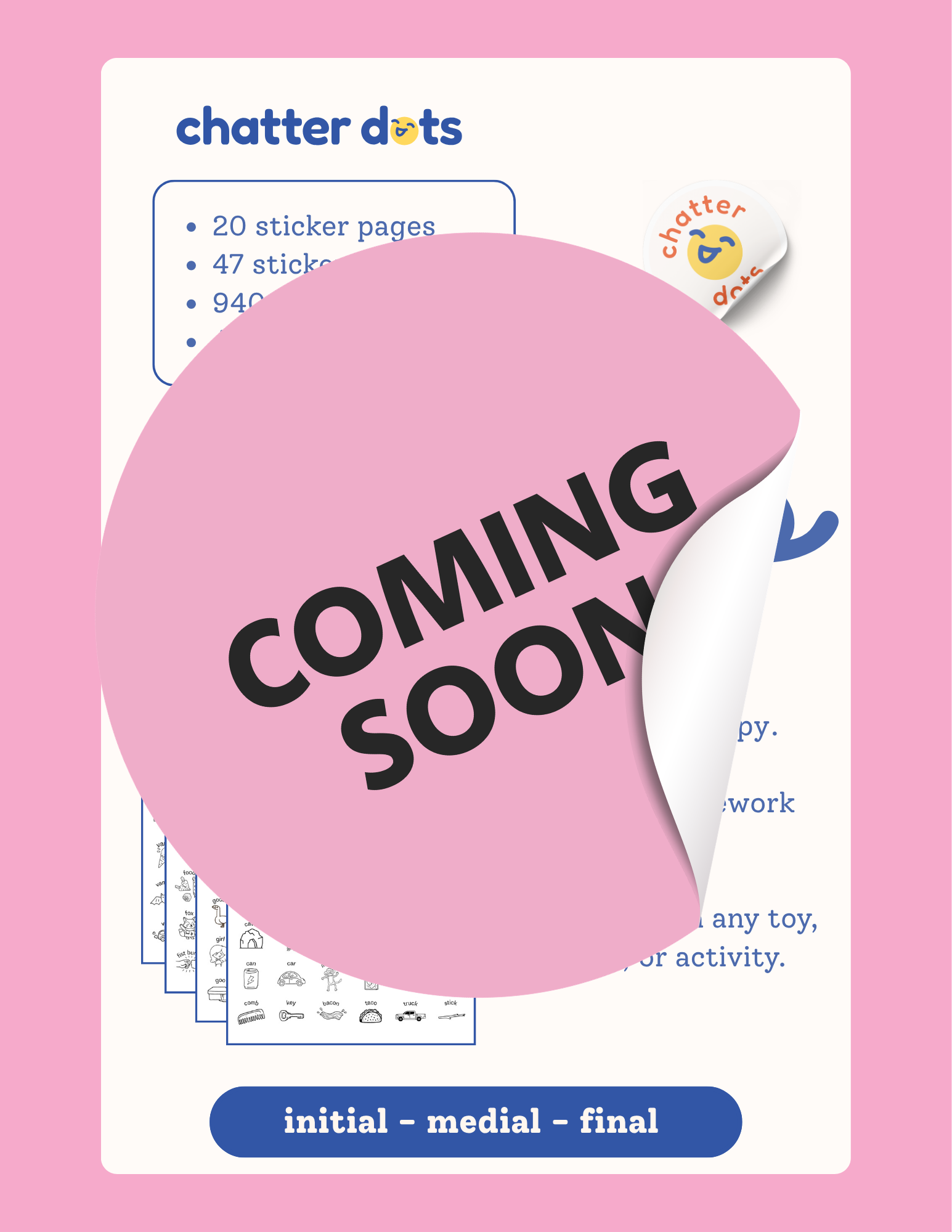 Speech Therapy Articulation Sticker Pack - SH, CH, TH, J Sounds - No Prep SLP Materials
